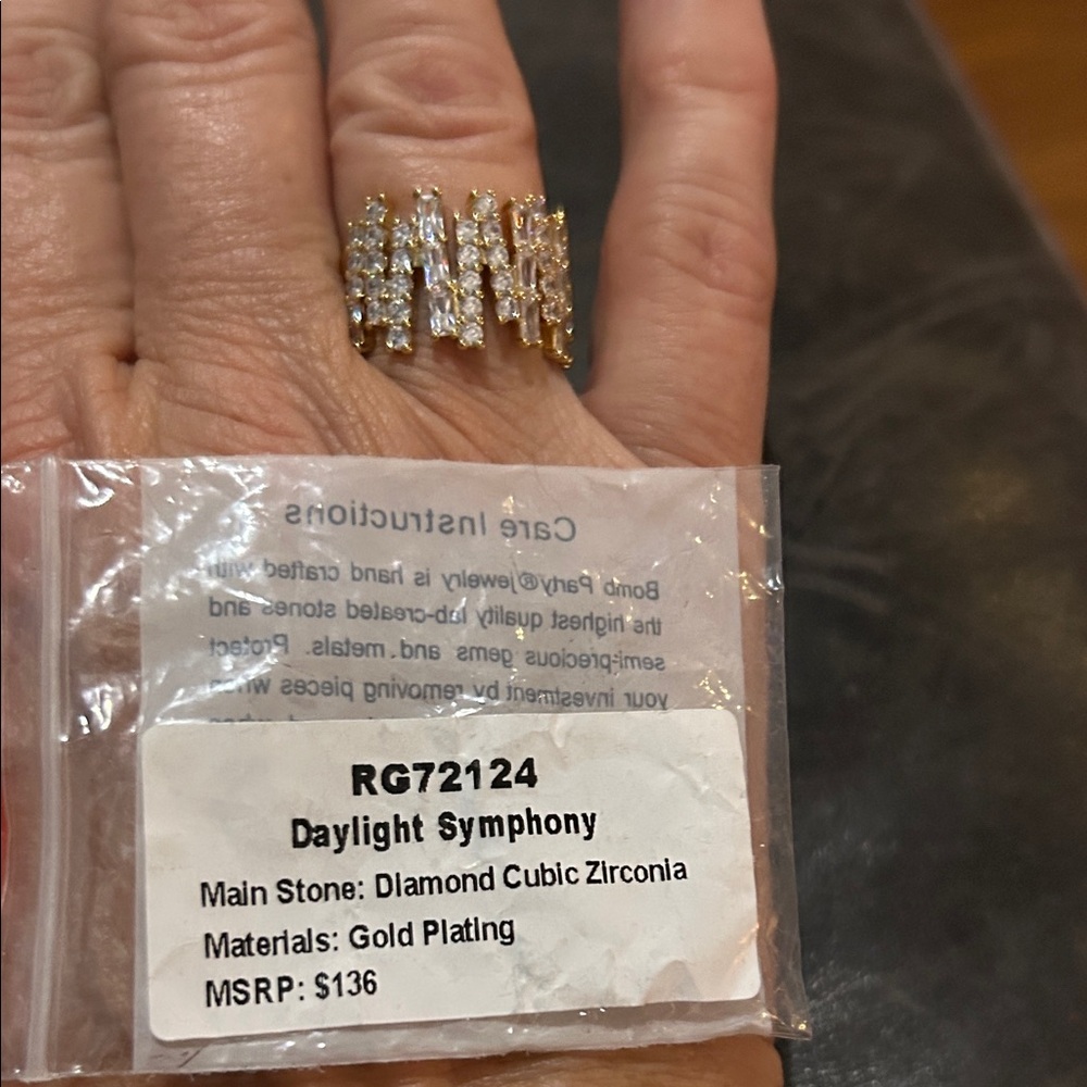 Gold Plated Ring with Diamond Cubic Zirconia